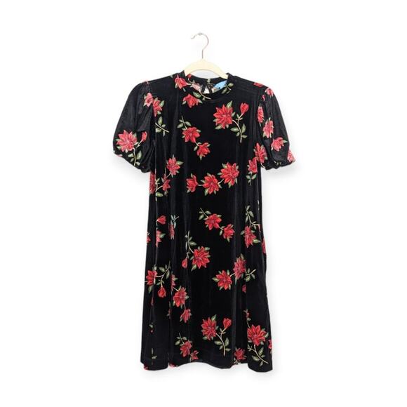 Draper James Dresses & Skirts - Draper James RSVP Short Sleeve Mockneck Velvet Floral Dress Size XS